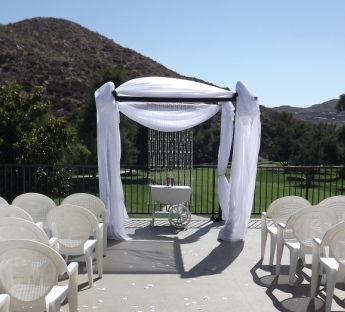 Bamboo Chuppah with draping and crystal for your wedding